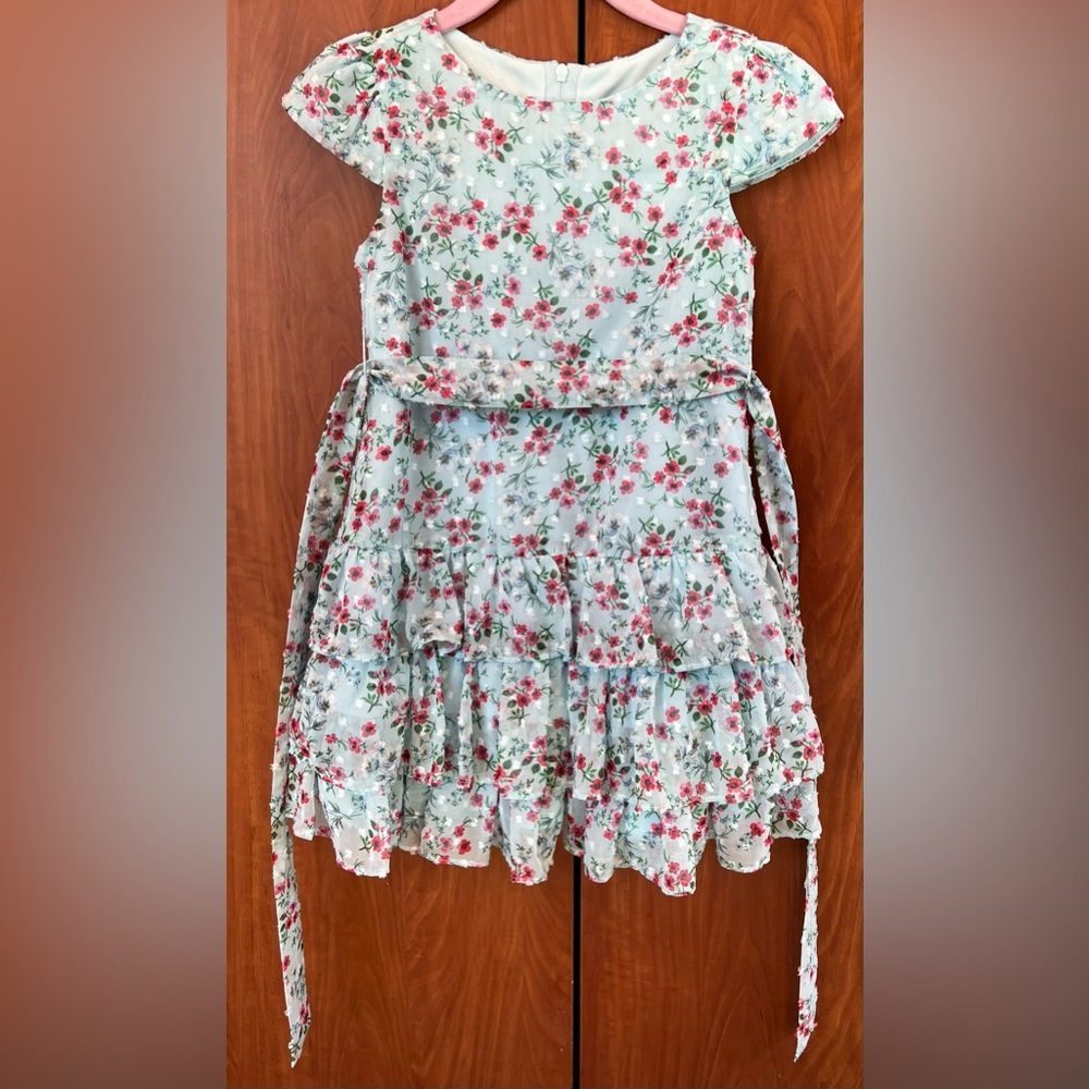 Rare Editions - Floral ruffle cap sleeve dress (Size 5T) - Picture 5 of 7